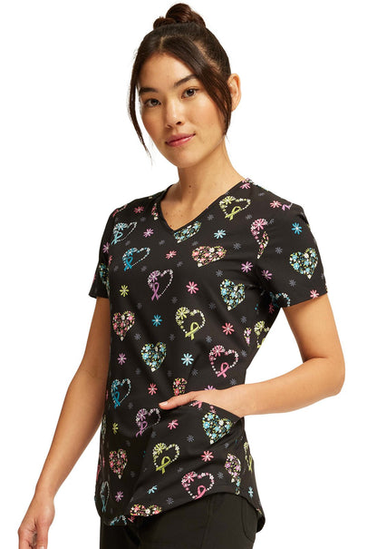 Care Flor-All Cherokee All Awareness Print V Neck Scrub Top CK637 CRFO - Scrubs Select