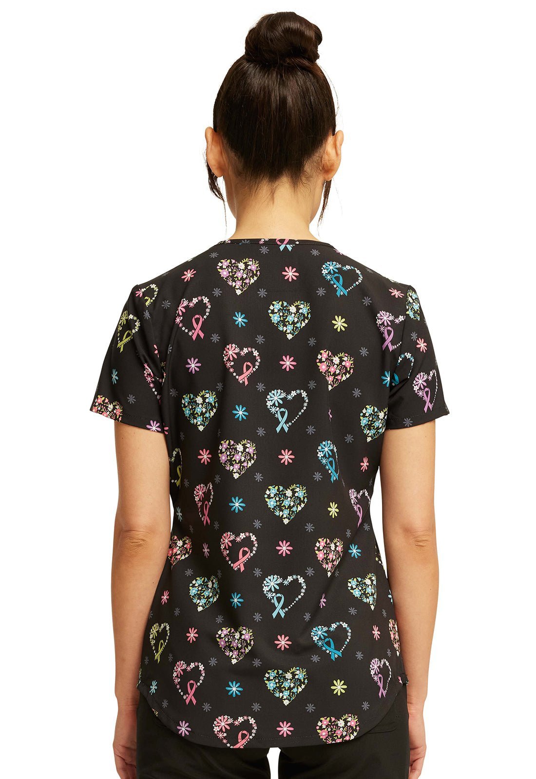 Care Flor - All Cherokee All Awareness Print V Neck Scrub Top CK637 CRFO - Scrubs Select
