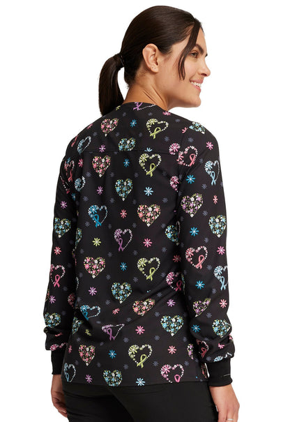 Care Flor - All Cherokee All Awareness Print Warm Up Scrub Jacket CK321 CRFO - Scrubs Select
