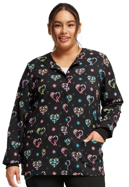 Care Flor - All Cherokee All Awareness Print Warm Up Scrub Jacket CK321 CRFO - Scrubs Select