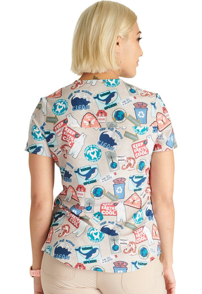 Care For The Cause Cherokee Print Tuckable V Neck Scrub Top CK664 CFTC - Scrubs Select