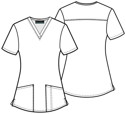 Caring Essentials Cherokee Nurse Print V Neck Scrub Top CK662 CRES - Scrubs Select