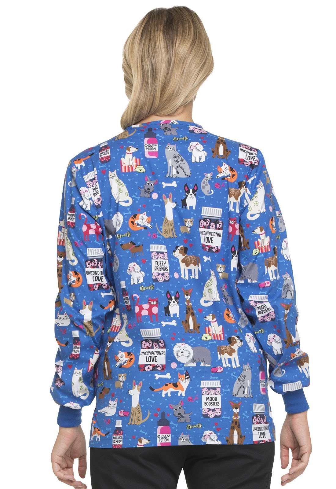 Cat and Dog Dickies Print Snap Front Scrub Jacket DK301 UNLV - Scrubs Select