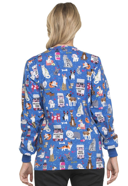 Cat and Dog Dickies Print Snap Front Scrub Jacket DK301 UNLV - Scrubs Select