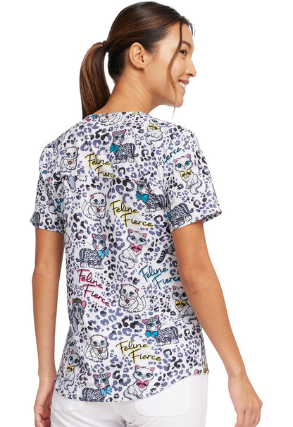 Cat Cherokee Print V Neck Scrub Top CK662 FEFC - Scrubs Select