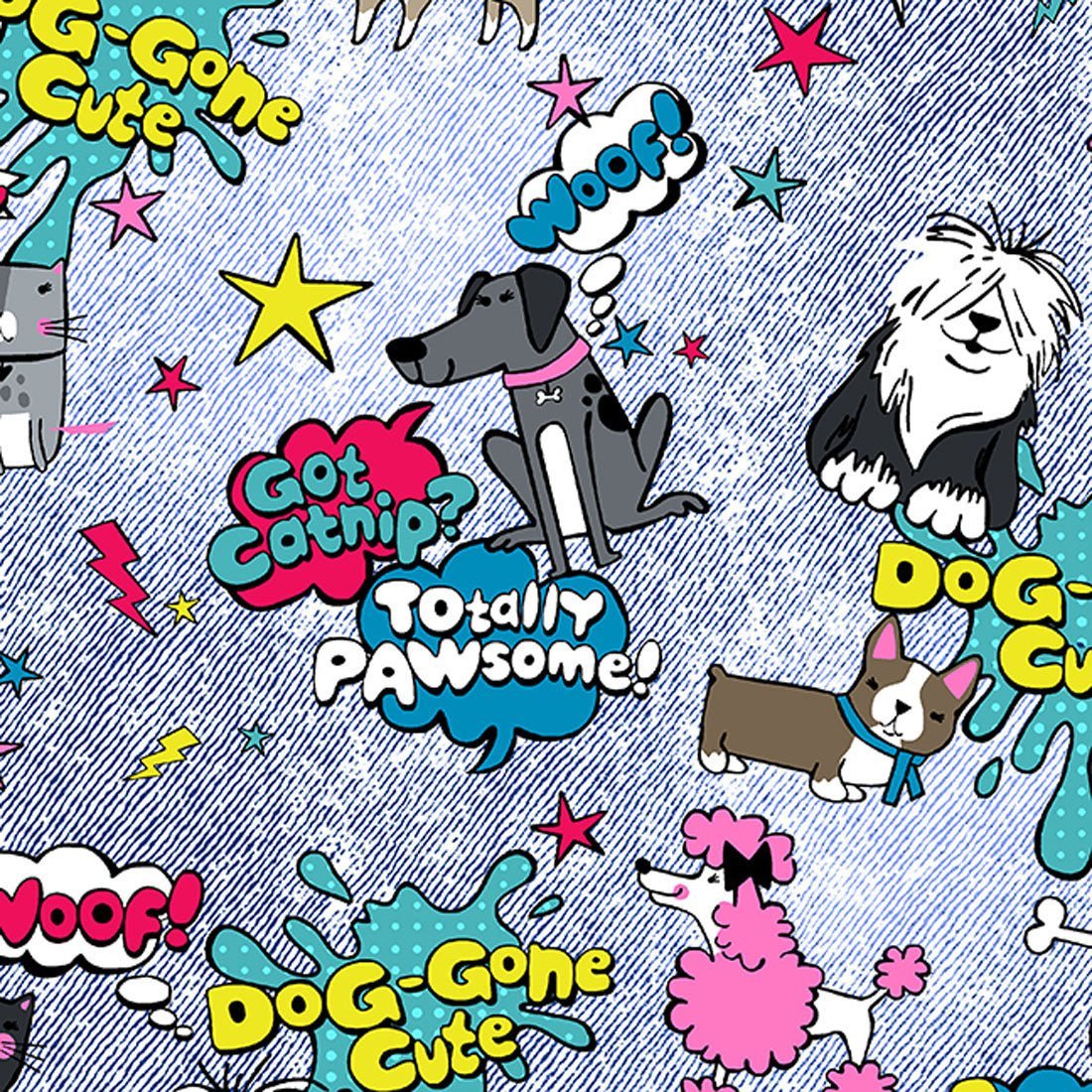 Cat & Dog Cherokee Print V Neck Scrub Top CK616 TYPW - Scrubs Select