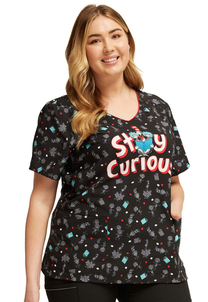 Cat In The Hat Cherokee Tooniforms Dr. Seuss V Neck Scrub Top TF659 SEQM - Scrubs Select