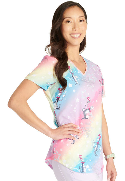 Cat In The Hat Tooniforms Licensed Dr. Seuss V Neck Scrub Top TF737 SEGM - Scrubs Select