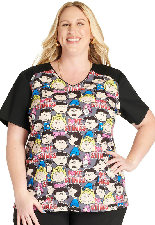 Charlie Brown Cherokee Tooniforms Peanuts V Neck Medical Scrub Top TF632 PNVT - Scrubs Select
