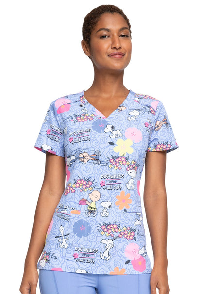 Charlie Brown Snoopy Cherokee Tooniforms Peanuts V Neck Scrub Top TF666 PNDW - Scrubs Select