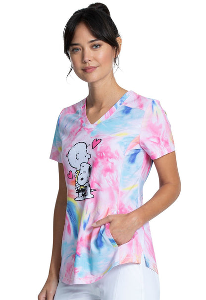Charlie Brown Snoopy Tooniforms Peanuts V Neck Medical Scrub Top TF752 PNES - Scrubs Select