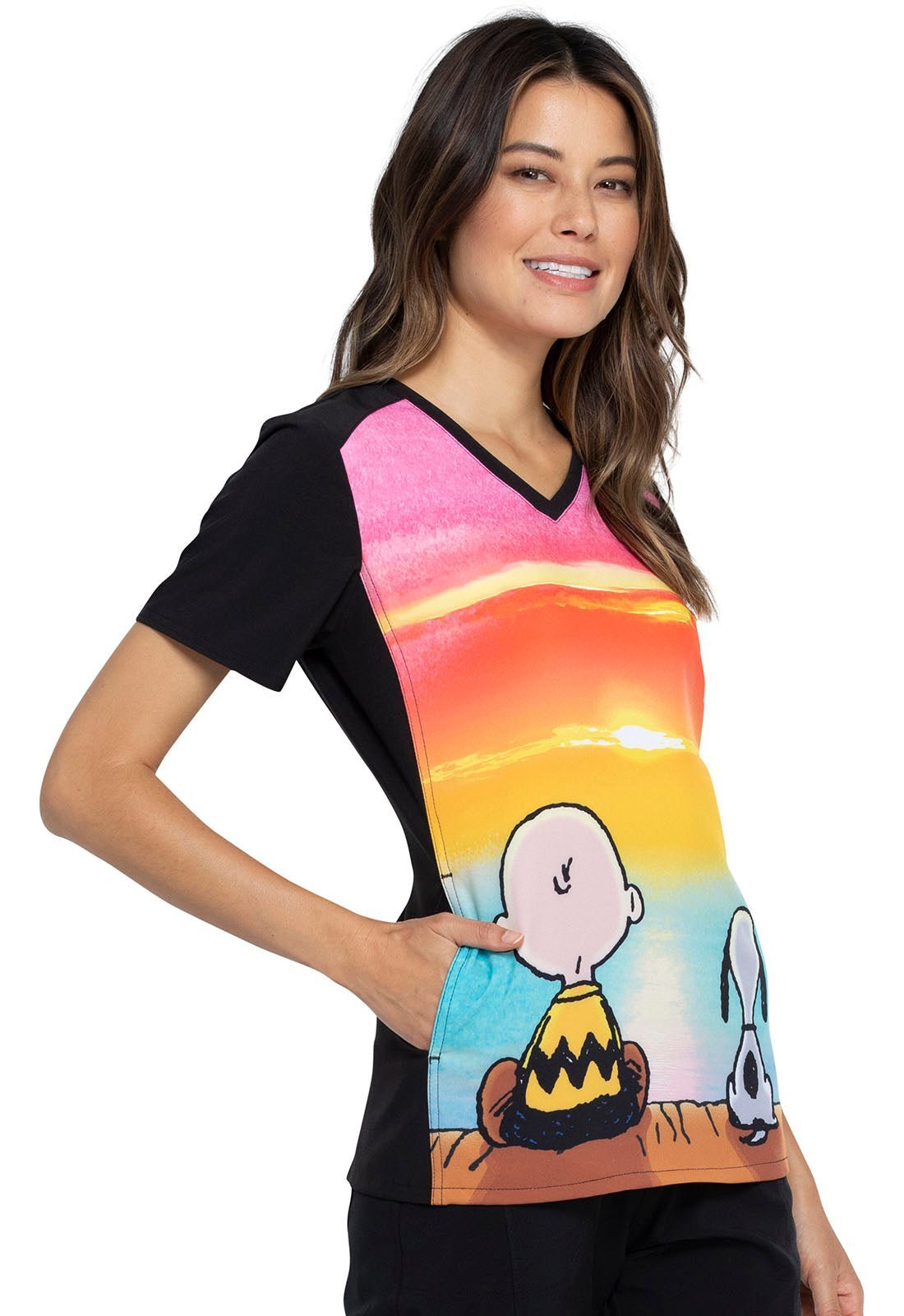 Charlie Brown Tooniforms Licensed Peanuts V Neck Scrub Top TF637 PNTC - Scrubs Select