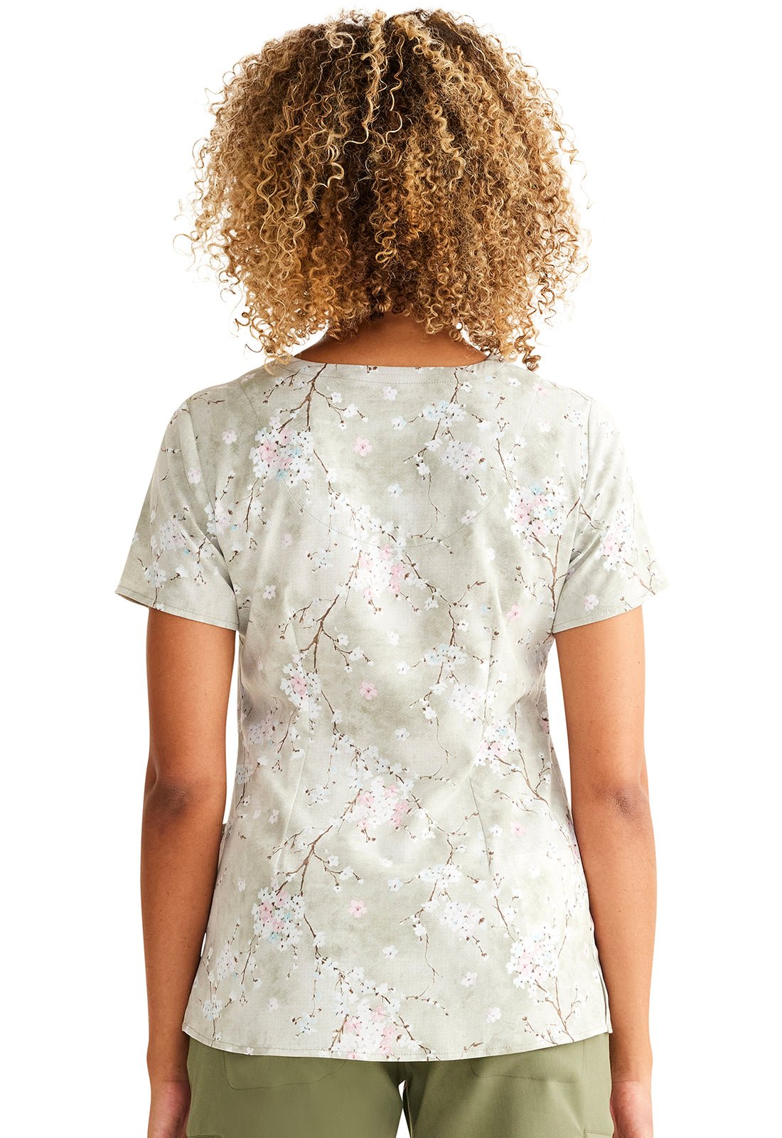 Charmed Florals Healing Hands Limited Edition V Neck Scrub Top HH903 CRMF - Scrubs Select
