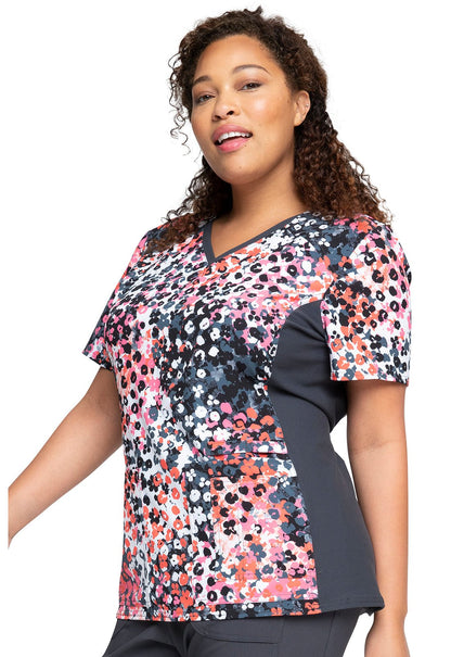 Cheetah Cherokee iflex V Neck Knit Panel Scrub Top CK636 BMCH - Scrubs Select