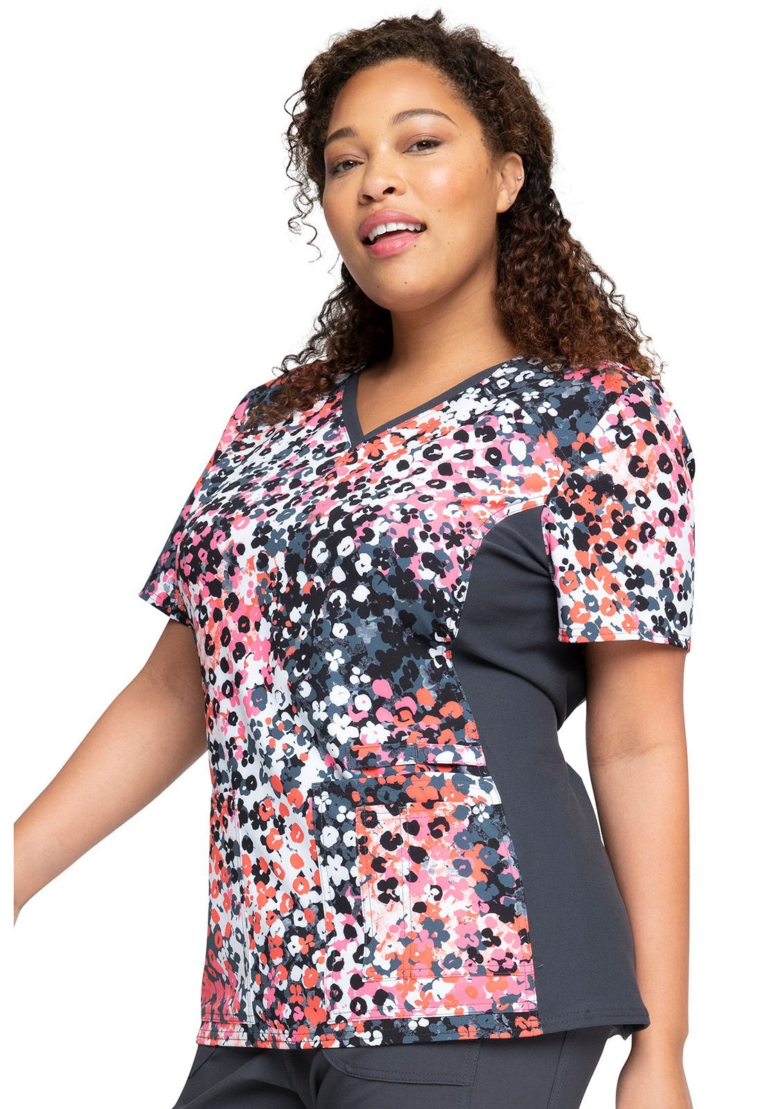 Cheetah Cherokee iflex V Neck Knit Panel Scrub Top CK636 BMCH - Scrubs Select