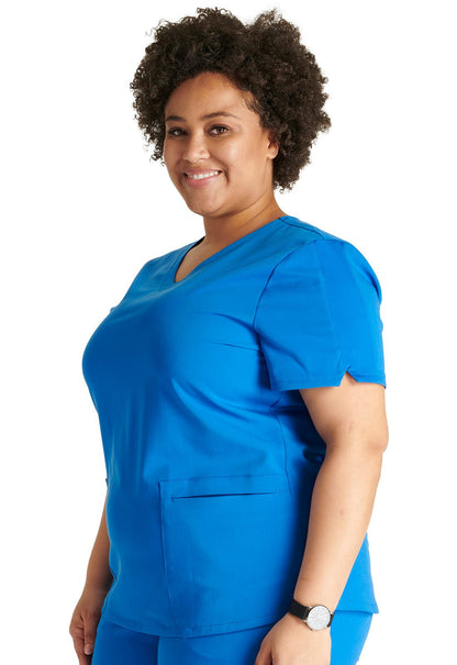 Cherokee Atmos Scrub V Neck Top CK837A in Black, Caribbean, Navy, Pewter, Royal, Wine - Scrubs Select