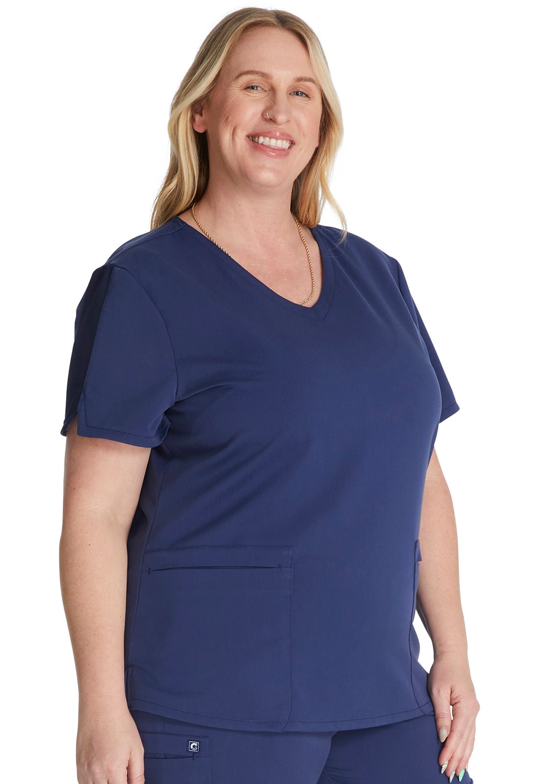 Cherokee Atmos Scrub V Neck Top CK837A in Black, Caribbean, Navy, Pewter, Royal, Wine - Scrubs Select