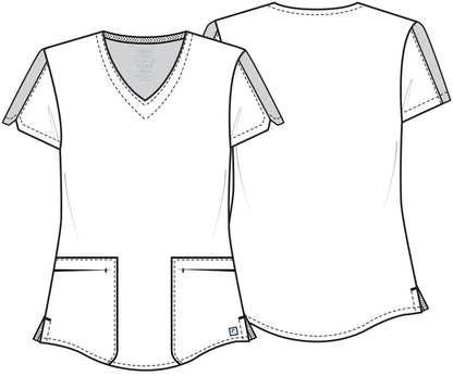 Cherokee Atmos Scrub V Neck Top CK837A in Black, Caribbean, Navy, Pewter, Royal, Wine - Scrubs Select