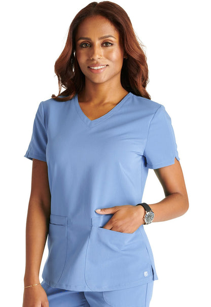 Cherokee Atmos Scrub V Neck Top CK837A in Ciel, Cucumber, Sugar Melon, Teal - Scrubs Select