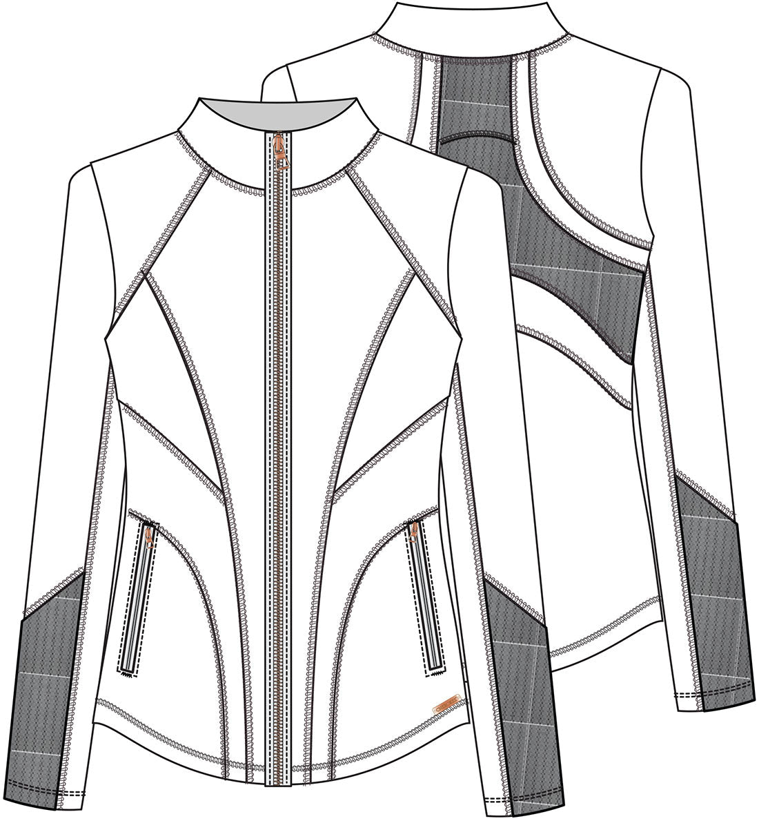 Cherokee Form Scrubs Zip Front Jacket CK390 in Black, Iron, Lavender, Navy, Pewter - Scrubs Select