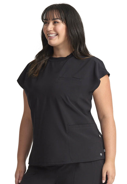 Cherokee Infinity Scrub Mock Neck Top CK742A in Black, Caribbean, Navy, Pewter, Royal, Wine - Scrubs Select