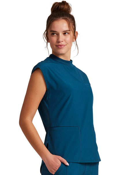 Cherokee Infinity Scrub Mock Neck Top CK742A in Black, Caribbean, Navy, Pewter, Royal, Wine - Scrubs Select