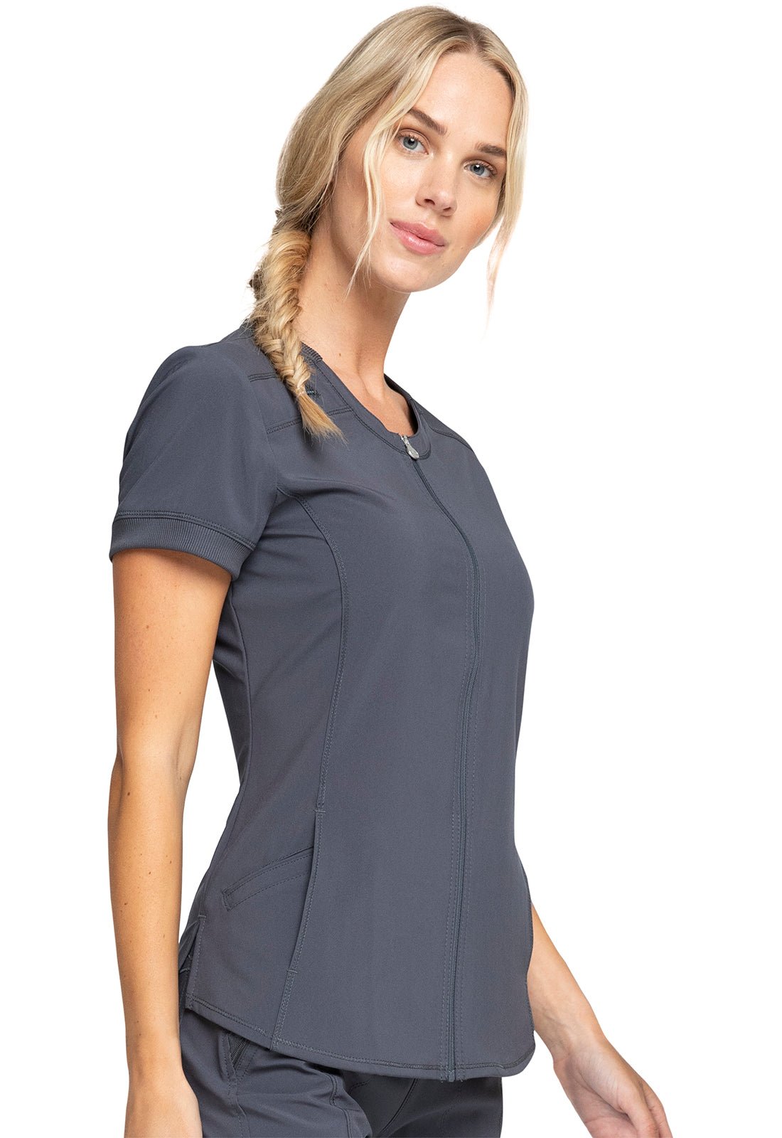Cherokee Infinity Scrub Zip Front Top CK810A in Black Navy, Pewter, White - Scrubs Select