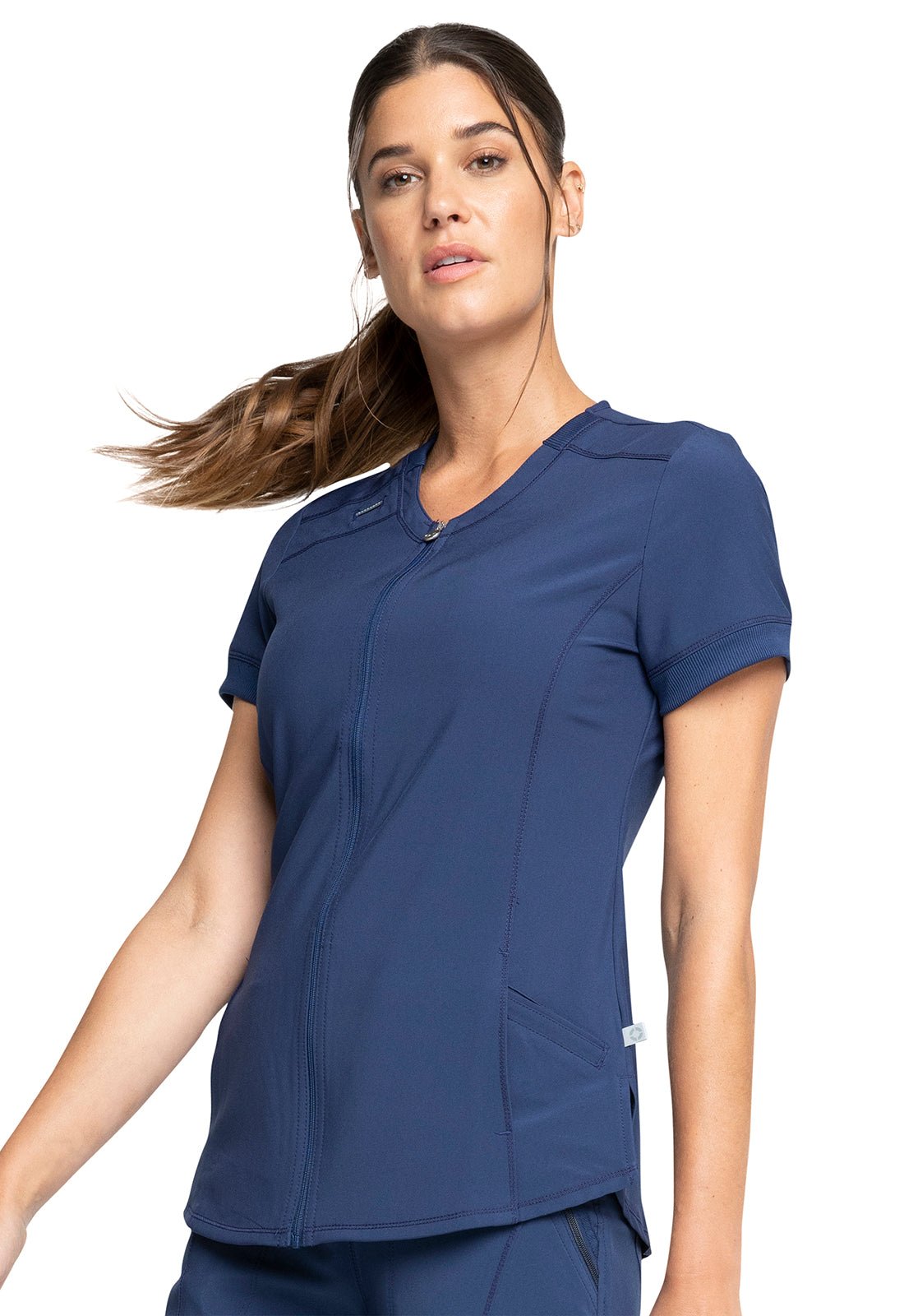Cherokee Infinity Scrub Zip Front Top CK810A in Black Navy, Pewter, White - Scrubs Select