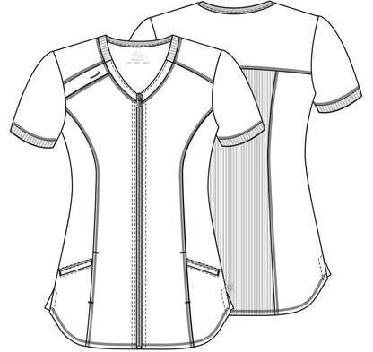 Cherokee Infinity Scrub Zip Front Top CK810A in Black Navy, Pewter, White - Scrubs Select