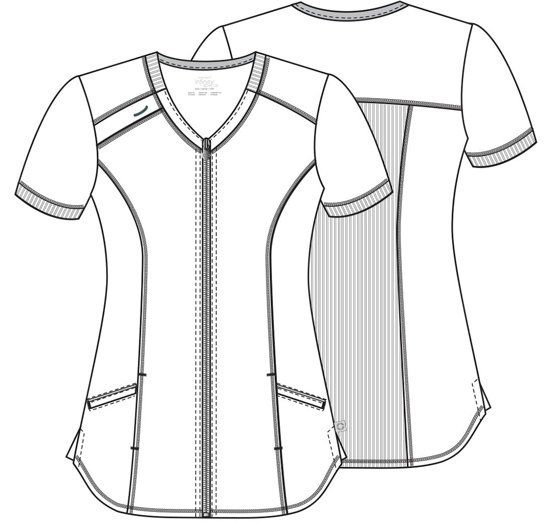 Cherokee Infinity Scrub Zip Front Top CK810A in Black Navy, Pewter, White - Scrubs Select