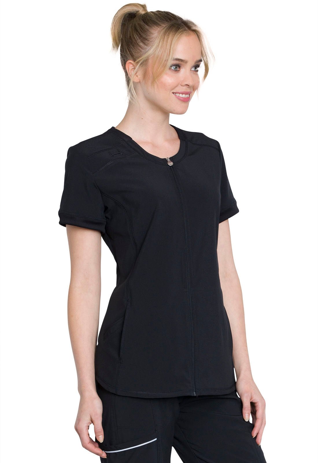 Cherokee Infinity Scrub Zip Front Top CK810A in Black Navy, Pewter, White - Scrubs Select