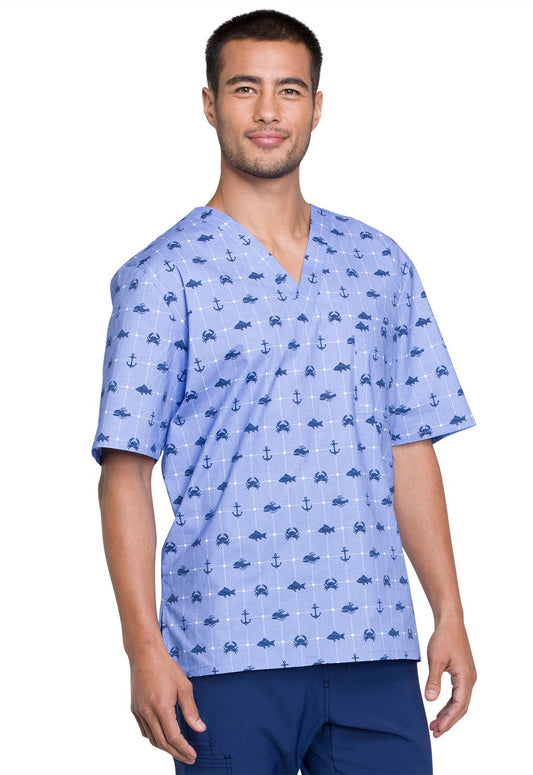 Cherokee Prints Men's V Neck Scrub Top CK675 ANWY - Scrubs Select