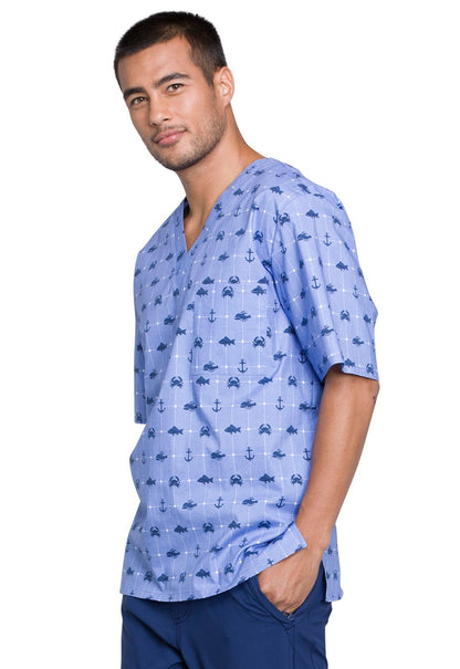 Cherokee Prints Men's V Neck Scrub Top CK675 ANWY - Scrubs Select