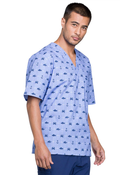 Cherokee Prints Men's V Neck Scrub Top CK675 ANWY - Scrubs Select