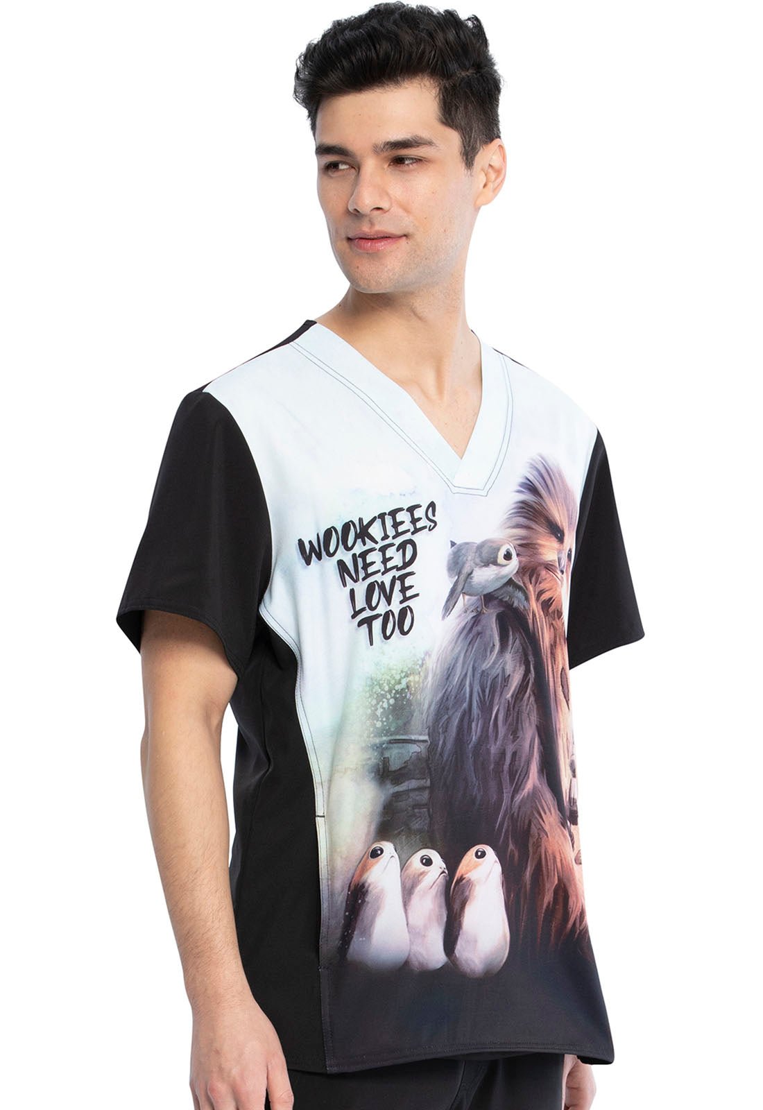 Chewbacca Tooniforms Licensed Star Wars Men's V Neck Scrub Top TF708 S8CH - Scrubs Select