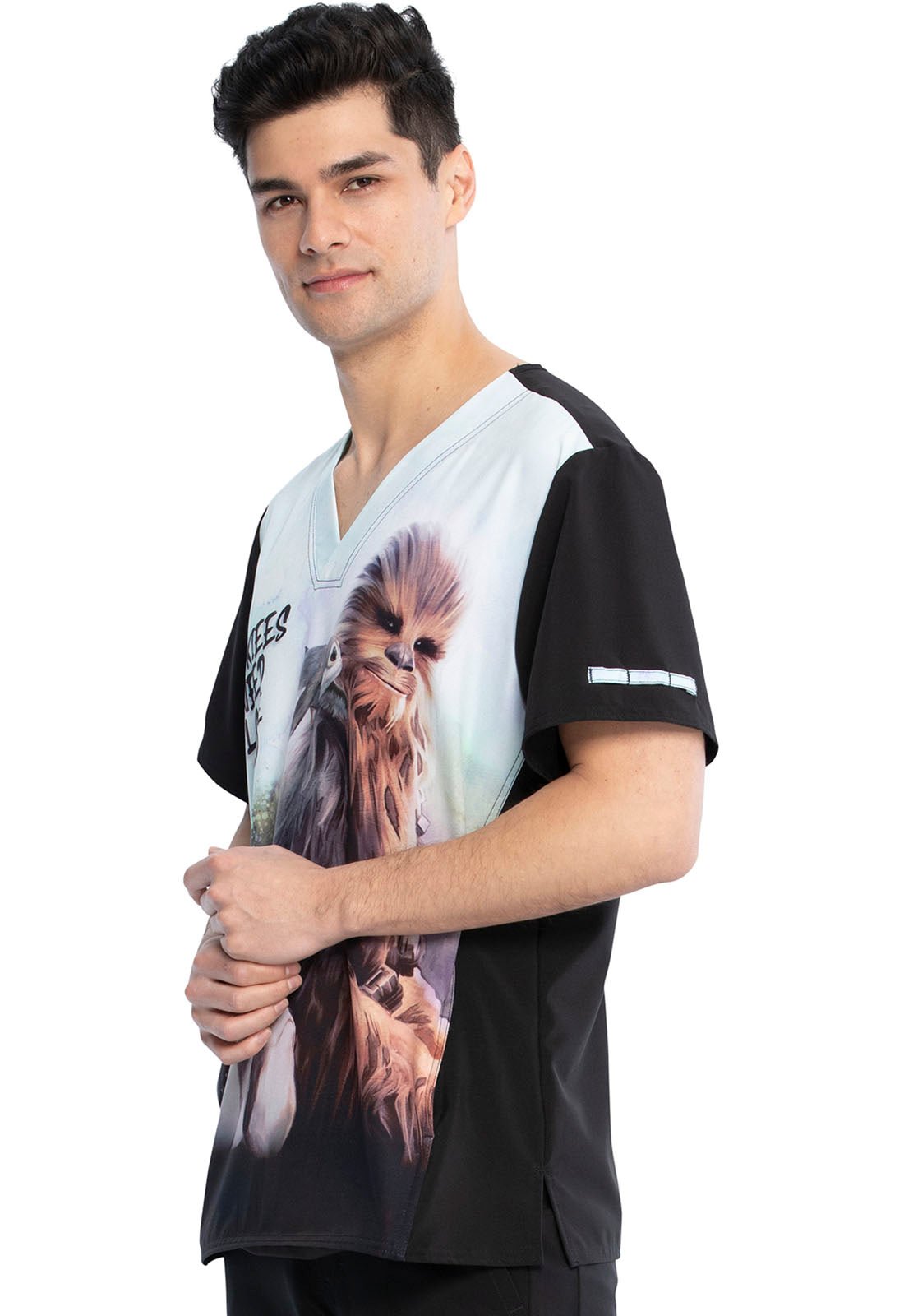 Chewbacca Tooniforms Licensed Star Wars Men's V Neck Scrub Top TF708 S8CH - Scrubs Select
