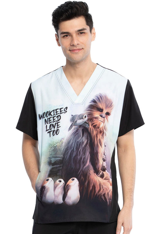 Chewbacca Tooniforms Licensed Star Wars Men's V Neck Scrub Top TF708 S8CH - Scrubs Select