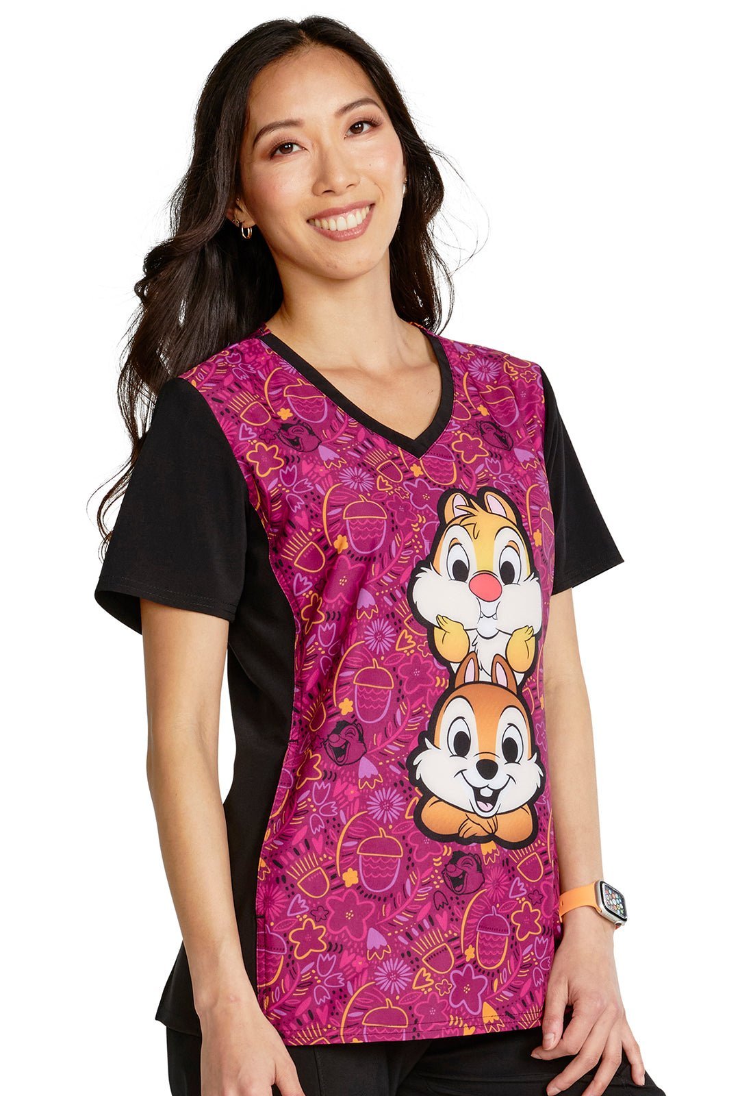 Chip N Dale Cherokee Tooniforms Disney V Neck Scrub Top TF677 CDNN - Scrubs Select