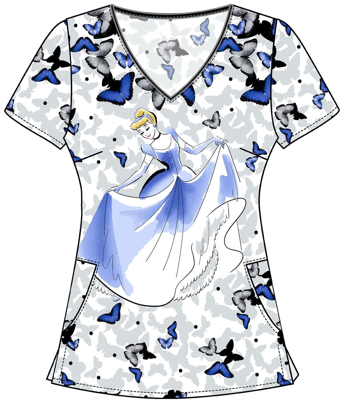 Cinderella Tooniforms Licensed Disney V Neck Scrub Top TF626 PRAA - Scrubs Select