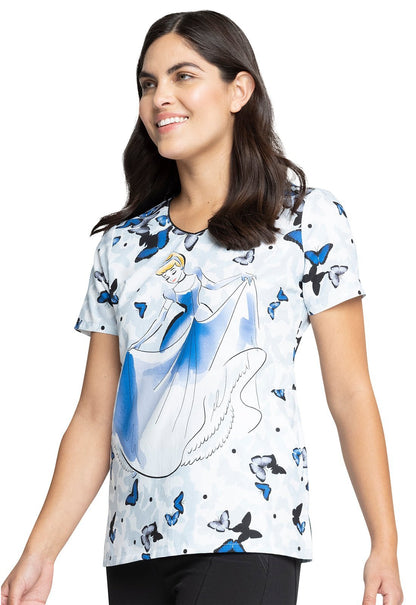 Cinderella Tooniforms Licensed Disney V Neck Scrub Top TF626 PRAA - Scrubs Select