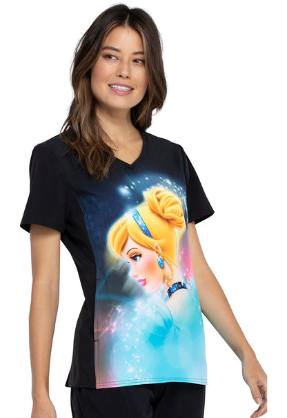 Cinderella Tooniforms Licensed Disney V Neck Scrub Top TF627 PRCD - Scrubs Select