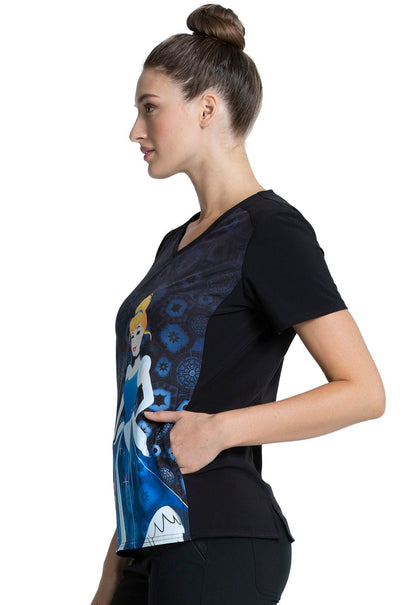 Cinderella Tooniforms Licensed Disney V Neck Scrub Top TF637 PRSS - Scrubs Select