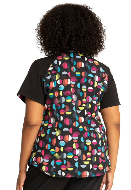 Circle Cherokee Infinity Print V Neck Scrub Top CK645 GONU - Scrubs Select