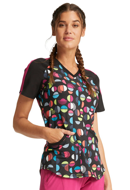 Circle Cherokee Infinity Print V Neck Scrub Top CK645 GONU - Scrubs Select