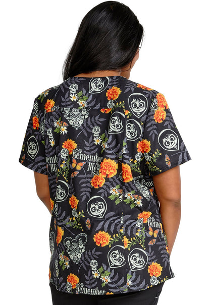 Coco Cherokee Tooniforms Disney V Neck Scrub Top TF761 COMB - Scrubs Select