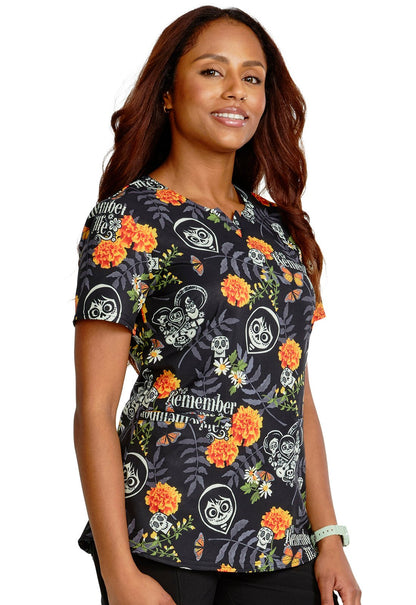 Coco Cherokee Tooniforms Disney V Neck Scrub Top TF761 COMB - Scrubs Select