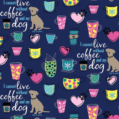 Coffee And My Dog Cherokee Dog Is Good Print V Neck Scrub Top CK662 OGCD - Scrubs Select