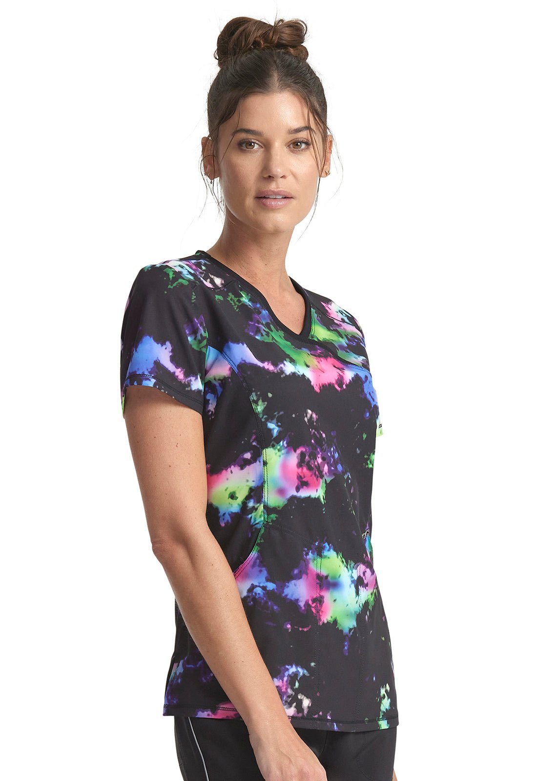 Color - blur Cherokee Infinity Print Mock Wrap Scrub Top CK608 CLBT - Scrubs Select