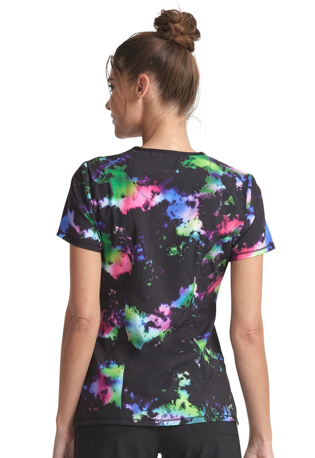 Color - blur Cherokee Infinity Print Mock Wrap Scrub Top CK608 CLBT - Scrubs Select