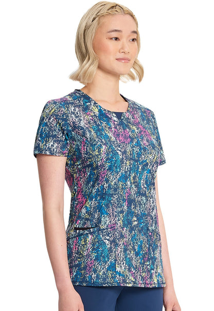 Colorful Distress Cherokee Print Round Neck Scrub Top CK609 CFDS - Scrubs Select
